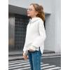 Haloumoning Girls Athletic Quarter Zip Fleece Hoodies Kids Side Slits Sweatshirts Thumb Hole Pullover Tops 5-14 Years(White)