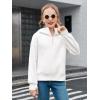 Haloumoning Girls Athletic Quarter Zip Fleece Hoodies Kids Side Slits Sweatshirts Thumb Hole Pullover Tops 5-14 Years(White)