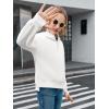 Haloumoning Girls Athletic Quarter Zip Fleece Hoodies Kids Side Slits Sweatshirts Thumb Hole Pullover Tops 5-14 Years(White)