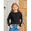 Haloumoning Girls Cute Daisy Pinted Cropped Sweatshirt Kids Long Sleeve Crop Tops Fall Fashion Shirts(Black)