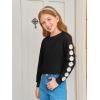 Haloumoning Girls Cute Daisy Pinted Cropped Sweatshirt Kids Long Sleeve Crop Tops Fall Fashion Shirts(Black)