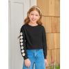 Haloumoning Girls Cute Daisy Pinted Cropped Sweatshirt Kids Long Sleeve Crop Tops Fall Fashion Shirts(Black)