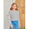 Haloumoning Girls Cute Daisy Pinted Cropped Sweatshirt Kids Long Sleeve Crop Tops Fall Fashion Shirts(Grey)