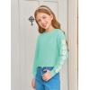 Haloumoning Girls Cute Daisy Pinted Cropped Sweatshirt Kids Long Sleeve Crop Tops Fall Fashion Shirts(Light Green)