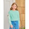 Haloumoning Girls Cute Daisy Pinted Cropped Sweatshirt Kids Long Sleeve Crop Tops Fall Fashion Shirts(Light Green)