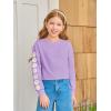 Haloumoning Girls Cute Daisy Pinted Cropped Sweatshirt Kids Long Sleeve Crop Tops Fall Fashion Shirts(Purple)