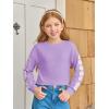 Haloumoning Girls Cute Daisy Pinted Cropped Sweatshirt Kids Long Sleeve Crop Tops Fall Fashion Shirts(Purple)