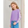 Haloumoning Girls Cute Daisy Pinted Cropped Sweatshirt Kids Long Sleeve Crop Tops Fall Fashion Shirts(Purple)