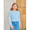 Haloumoning Girls Cute Daisy Pinted Cropped Sweatshirt Kids Long Sleeve Crop Tops Fall Fashion Shirts(Sky Blue)