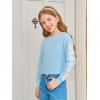 Haloumoning Girls Cute Daisy Pinted Cropped Sweatshirt Kids Long Sleeve Crop Tops Fall Fashion Shirts(Sky Blue)