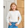 Haloumoning Girls Cute Daisy Pinted Cropped Sweatshirt Kids Long Sleeve Crop Tops Fall Fashion Shirts(White)