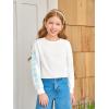 Haloumoning Girls Cute Daisy Pinted Cropped Sweatshirt Kids Long Sleeve Crop Tops Fall Fashion Shirts(White)