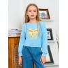Haloumoning Girls Cute Daisy Pinted Cropped Sweatshirt Kids Long Sleeve Crop Tops Fall Fashion Shirts(Z1-sky Blue)