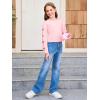 Haloumoning Girls Cute Daisy Pinted Cropped Sweatshirt Kids Long Sleeve Crop Tops Fall Fashion Shirts(Z2- Pink)