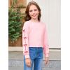 Haloumoning Girls Cute Daisy Pinted Cropped Sweatshirt Kids Long Sleeve Crop Tops Fall Fashion Shirts(Z2- Pink)