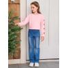 Haloumoning Girls Cute Daisy Pinted Cropped Sweatshirt Kids Long Sleeve Crop Tops Fall Fashion Shirts(Z2- Pink)