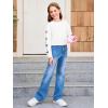 Haloumoning Girls Cute Daisy Pinted Cropped Sweatshirt Kids Long Sleeve Crop Tops Fall Fashion Shirts(Z2- White)