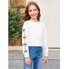 Haloumoning Girls Cute Daisy Pinted Cropped Sweatshirt Kids Long Sleeve Crop Tops Fall Fashion Shirts(Z2- White)