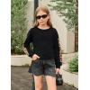 Haloumoning Girls Cute Daisy Pinted Cropped Sweatshirt Kids Long Sleeve Crop Tops Fall Fashion Shirts(Z3-black)