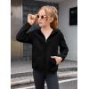 Haloumoning Girls Fleece Jacket Kids Zip Up Hoodie Lightweight Fall Winter Jackets Outerwear with Pockets 5-14 Years(Black)