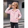 Haloumoning Girls Fleece Jacket Kids Zip Up Hoodie Lightweight Fall Winter Jackets Outerwear with Pockets 5-14 Years(Light Pink)