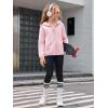 Haloumoning Girls Fleece Jacket Kids Zip Up Hoodie Lightweight Fall Winter Jackets Outerwear with Pockets 5-14 Years(Light Pink)