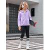 Haloumoning Girls Fleece Jacket Kids Zip Up Hoodie Lightweight Fall Winter Jackets Outerwear with Pockets 5-14 Years(Purple)
