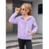 Haloumoning Girls Fleece Jacket Kids Zip Up Hoodie Lightweight Fall Winter Jackets Outerwear with Pockets 5-14 Years(Purple)