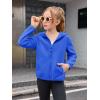 Haloumoning Girls Fleece Jacket Kids Zip Up Hoodie Lightweight Fall Winter Jackets Outerwear with Pockets 5-14 Years(Royal Blue)