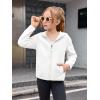 Haloumoning Girls Fleece Jacket Kids Zip Up Hoodie Lightweight Fall Winter Jackets Outerwear with Pockets 5-14 Years(White)
