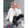 Haloumoning Girls Fleece Jacket Kids Zip Up Hoodie Lightweight Fall Winter Jackets Outerwear with Pockets 5-14 Years(White)