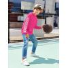 Haloumoning Girls Hoodies Kids Boys Fashion Plaid Long Sleeve Hooded Sweatshirt with Kangaroo Pocket 5-14 Years(Hot Pink)