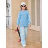 Haloumoning Girls Hoodies Kids Boys Fashion Plaid Long Sleeve Hooded Sweatshirt with Kangaroo Pocket 5-14 Years(Sky Blue)