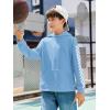 Haloumoning Girls Hoodies Kids Boys Fashion Plaid Long Sleeve Hooded Sweatshirt with Kangaroo Pocket 5-14 Years(Sky Blue)