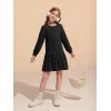 Haloumoning Girls Long Sleeve Dresses Sweatshirt Dress Kids Casual Crewneck Rib Knit Mini Dress 5-14 Years(Black)