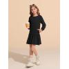 Haloumoning Girls Long Sleeve Dresses Sweatshirt Dress Kids Casual Crewneck Rib Knit Mini Dress 5-14 Years(Black)