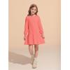 Haloumoning Girls Long Sleeve Dresses Sweatshirt Dress Kids Casual Crewneck Rib Knit Mini Dress 5-14 Years(Bright Pink)