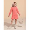 Haloumoning Girls Long Sleeve Dresses Sweatshirt Dress Kids Casual Crewneck Rib Knit Mini Dress 5-14 Years(Bright Pink)