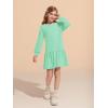 Haloumoning Girls Long Sleeve Dresses Sweatshirt Dress Kids Casual Crewneck Rib Knit Mini Dress 5-14 Years(Mint Green)