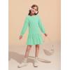 Haloumoning Girls Long Sleeve Dresses Sweatshirt Dress Kids Casual Crewneck Rib Knit Mini Dress 5-14 Years(Mint Green)