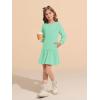 Haloumoning Girls Long Sleeve Dresses Sweatshirt Dress Kids Casual Crewneck Rib Knit Mini Dress 5-14 Years(Mint Green)