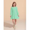 Haloumoning Girls Long Sleeve Dresses Sweatshirt Dress Kids Casual Crewneck Rib Knit Mini Dress 5-14 Years(Mint Green)