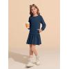 Haloumoning Girls Long Sleeve Dresses Sweatshirt Dress Kids Casual Crewneck Rib Knit Mini Dress 5-14 Years(Navy)