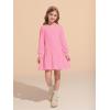 Haloumoning Girls Long Sleeve Dresses Sweatshirt Dress Kids Casual Crewneck Rib Knit Mini Dress 5-14 Years(Pink)