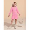 Haloumoning Girls Long Sleeve Dresses Sweatshirt Dress Kids Casual Crewneck Rib Knit Mini Dress 5-14 Years(Pink)