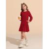 Haloumoning Girls Long Sleeve Dresses Sweatshirt Dress Kids Casual Crewneck Rib Knit Mini Dress 5-14 Years(Red)
