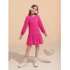 Haloumoning Girls Long Sleeve Dresses Sweatshirt Dress Kids Casual Crewneck Rib Knit Mini Dress 5-14 Years(Rose Red)