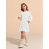 Haloumoning Girls Long Sleeve Dresses Sweatshirt Dress Kids Casual Crewneck Rib Knit Mini Dress 5-14 Years(White)