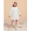 Haloumoning Girls Long Sleeve Dresses Sweatshirt Dress Kids Casual Crewneck Rib Knit Mini Dress 5-14 Years(White)