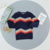 Haloumoning Girls Striped Color Block Sweatshirts Kids Tie Dye Crewneck Long Sleeve Pullover Tops 4-15 Years(B-navy Blue)